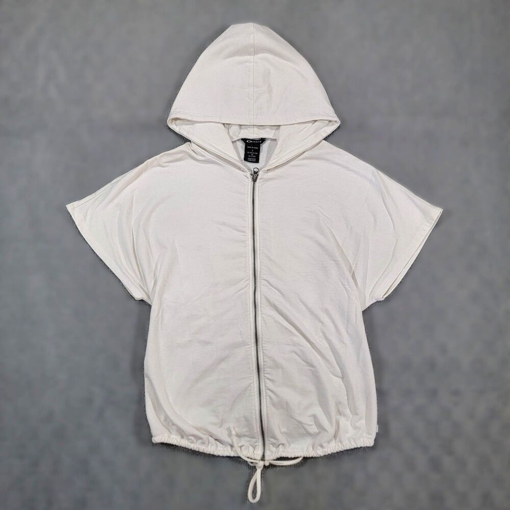 Oakley Cream Hooded Short-Sleeve Zip Sweatshirt